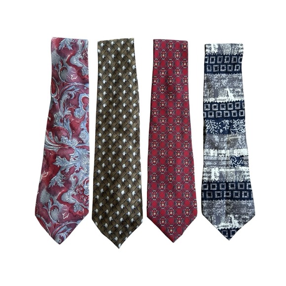 Multiples Other - Lot Of Four 100% Silk Ties  4x60 Inches Pompano Henry Grethel Plus‎
